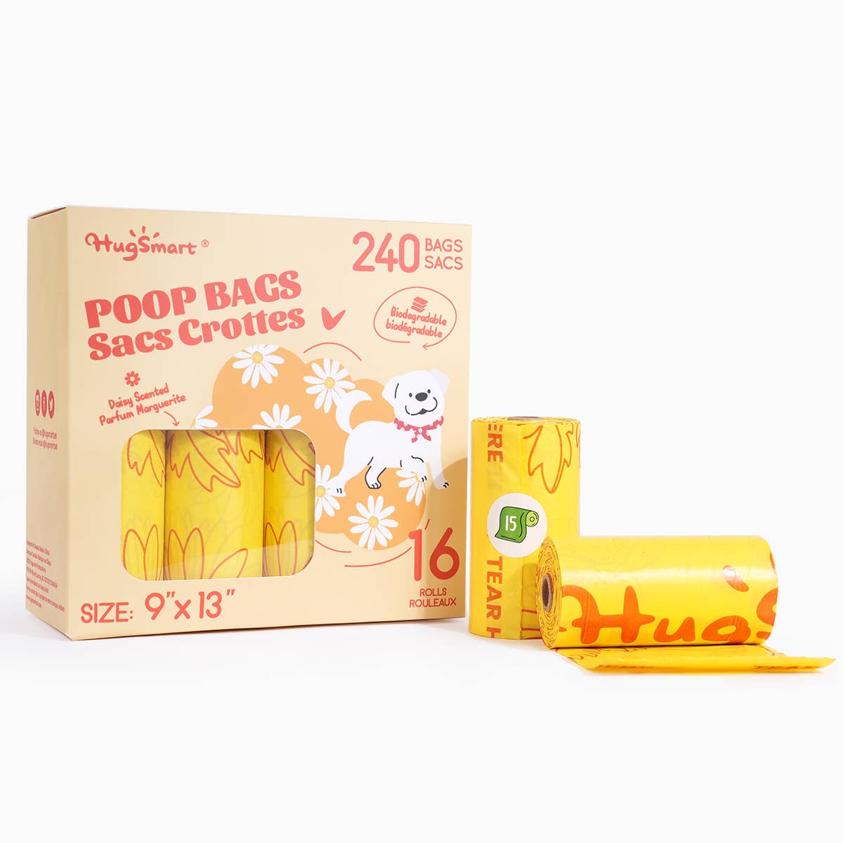 HugSmart Poop Bags - Daisy - 16 pack