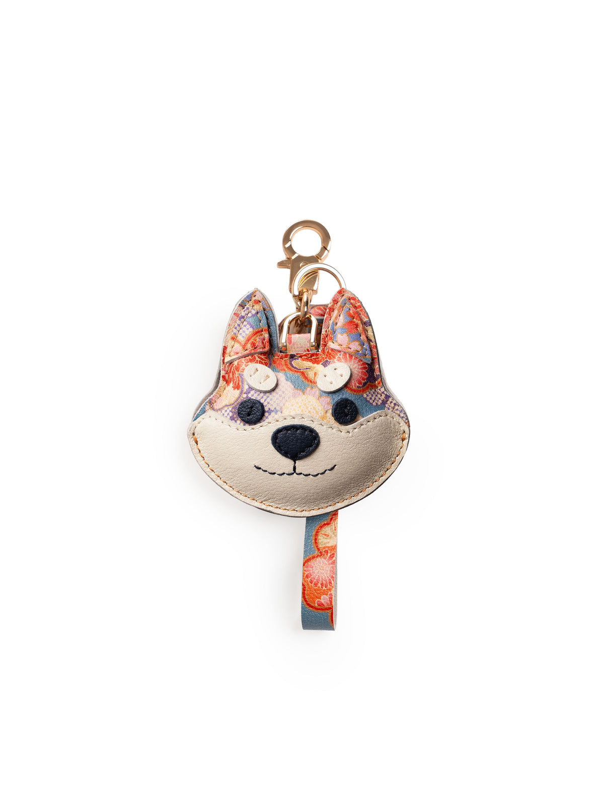 Sakura Shiba Inu Face Bag Charm In Italian Leather
