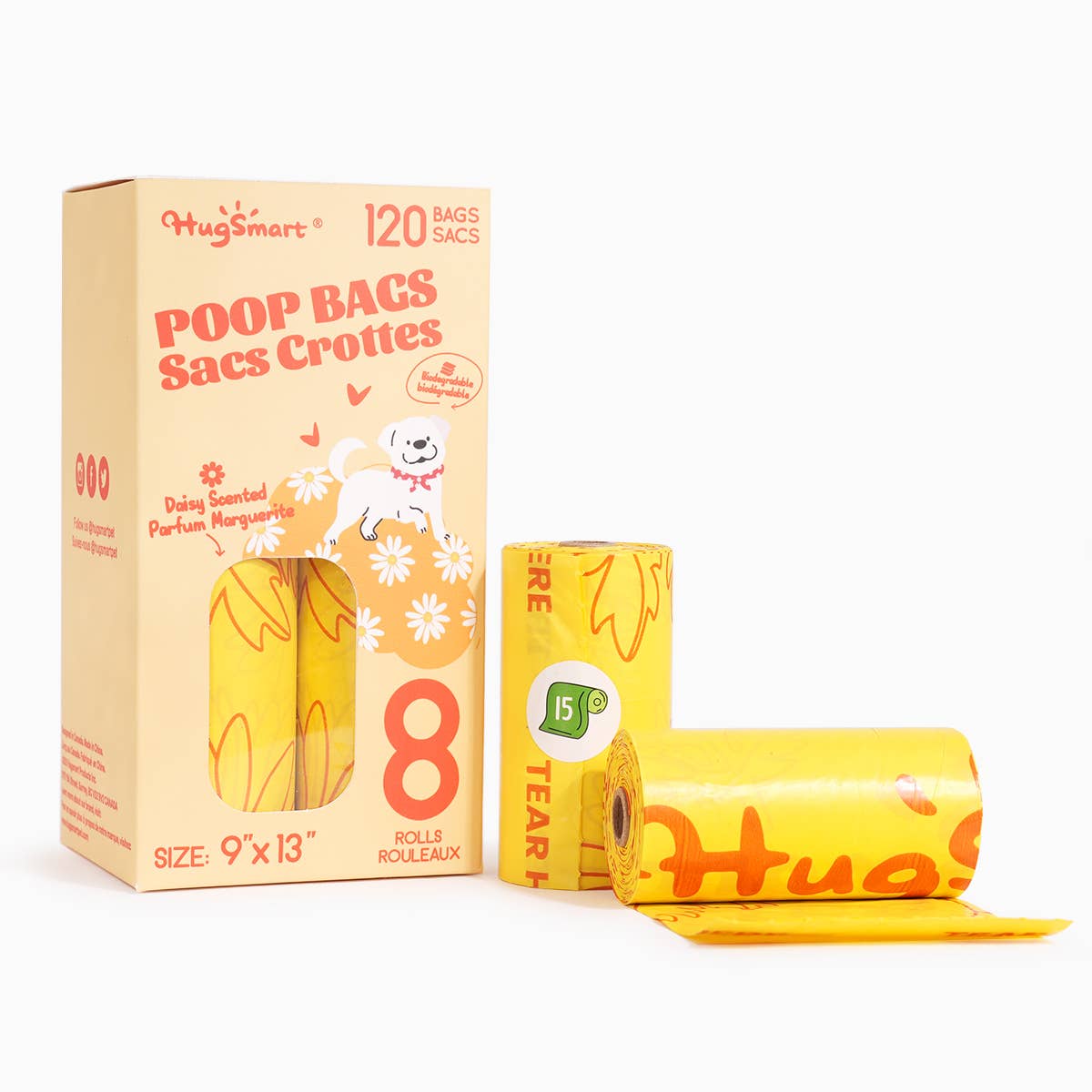 HugSmart Poop Bags - Daisy - 8 pack