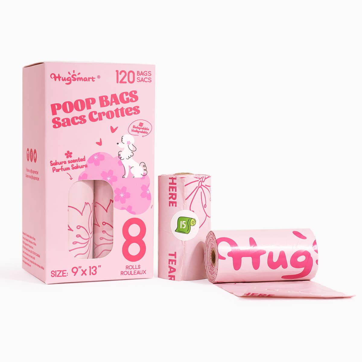 HugSmart Poop Bags  - Sakura - 8 pack
