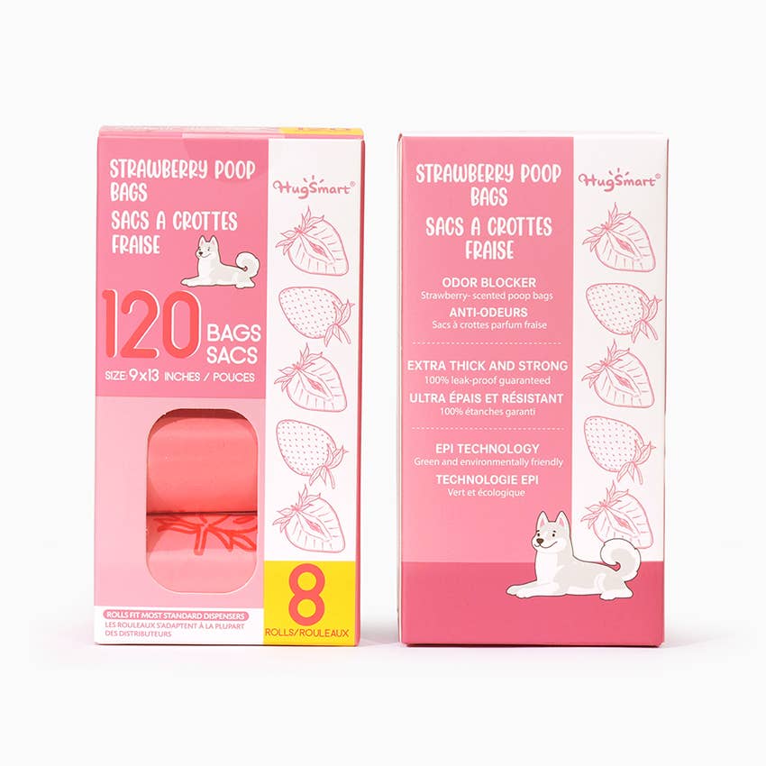 HugSmart Poop Bags - Strawberry - 8 pack