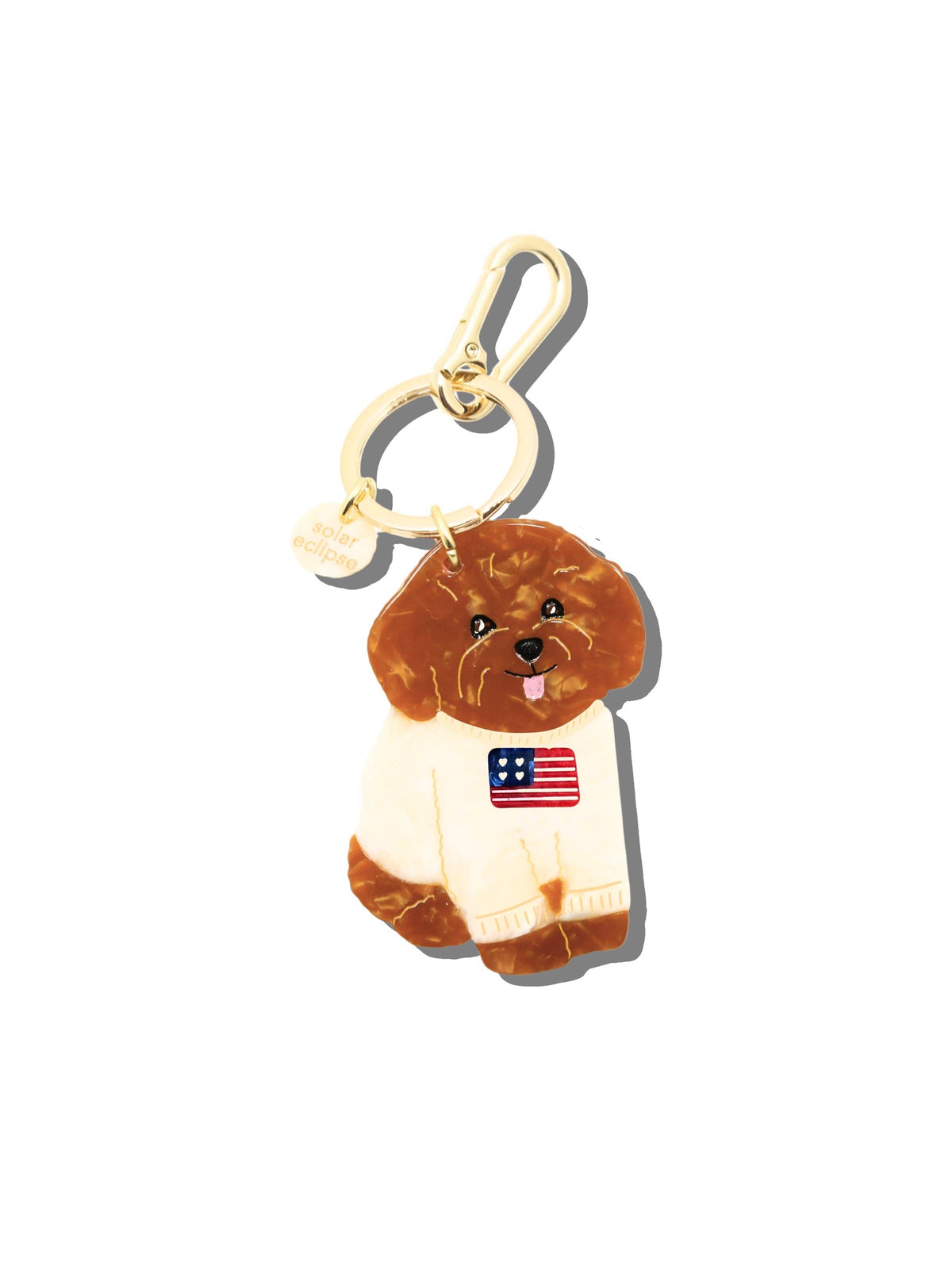 Hand-painted Americana Puppy Bag Charm + Keychain