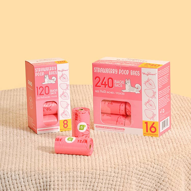 HugSmart Poop Bags - Strawberry - 8 pack