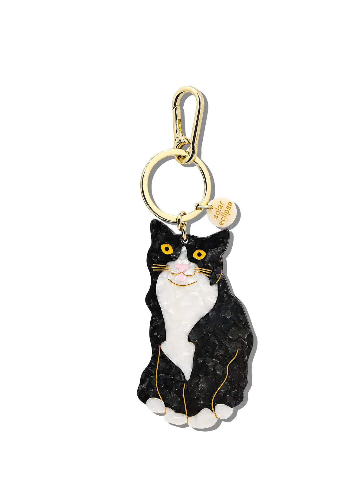 Hand-painted Tuxedo Cat Bag Charm + Keychain