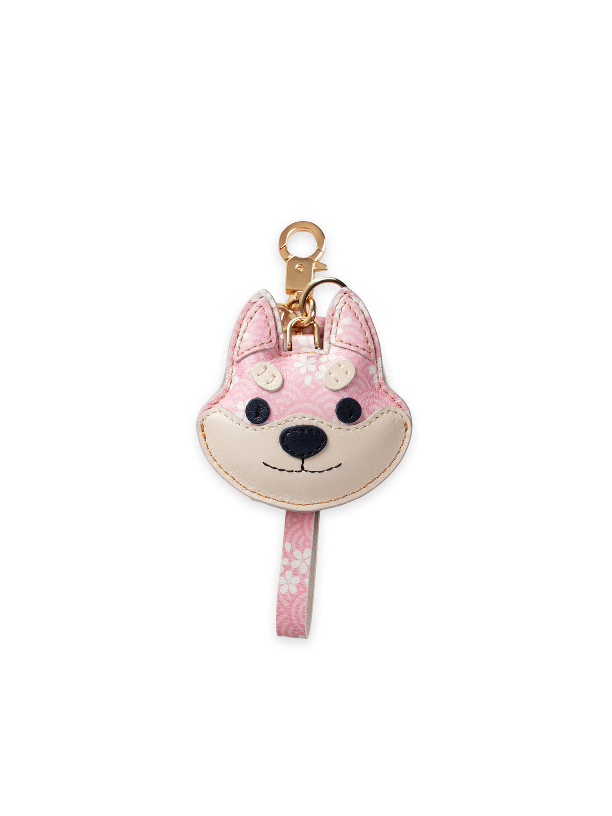 Sakura Shiba Inu Face Bag Charm In Italian Leather