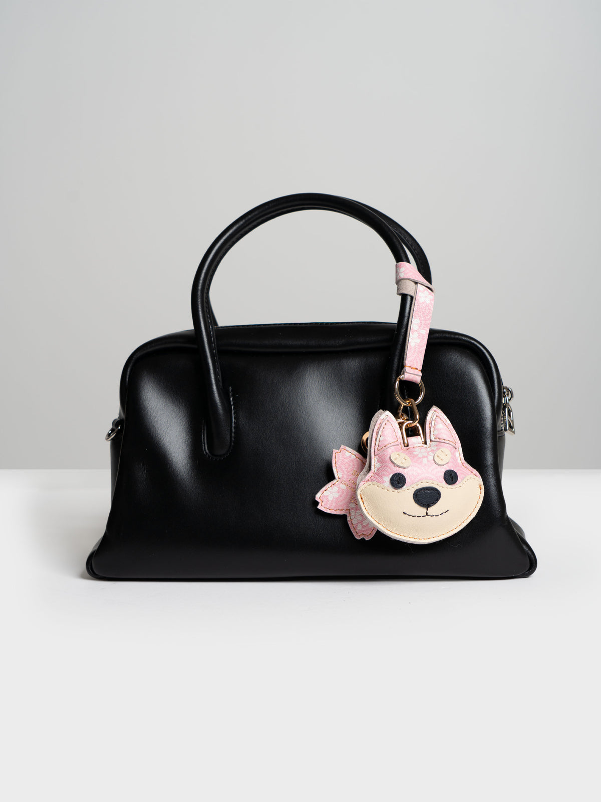 Sakura Shiba Inu Face Bag Charm In Italian Leather