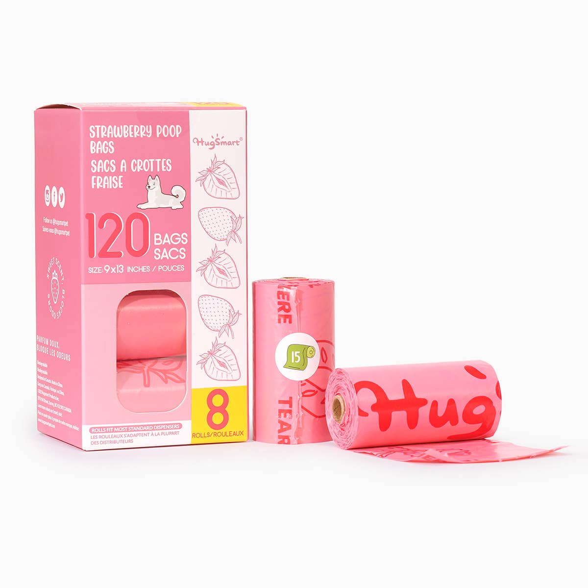 HugSmart Poop Bags - Strawberry - 8 pack