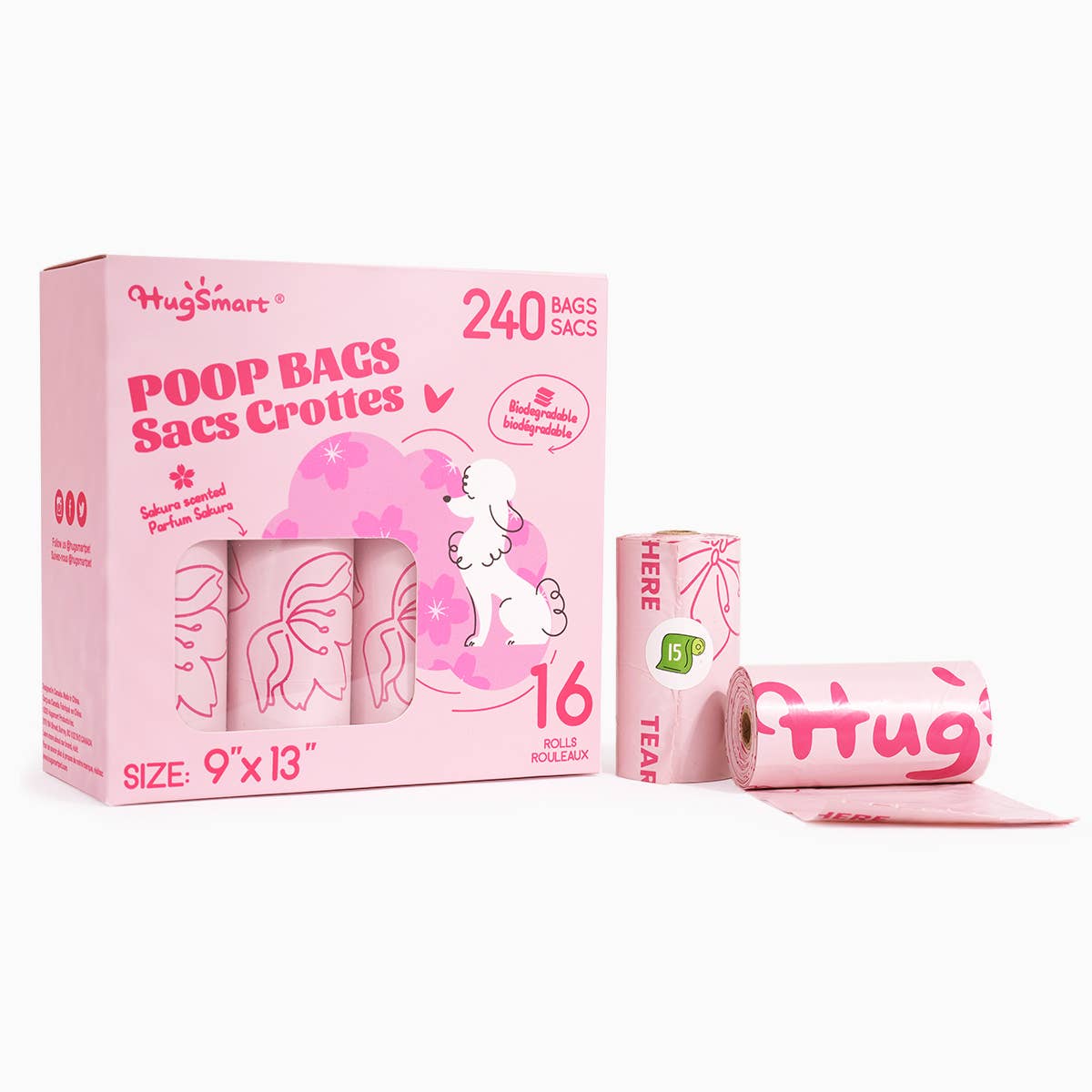 HugSmart Poop Bags - Sakura - 16 pack